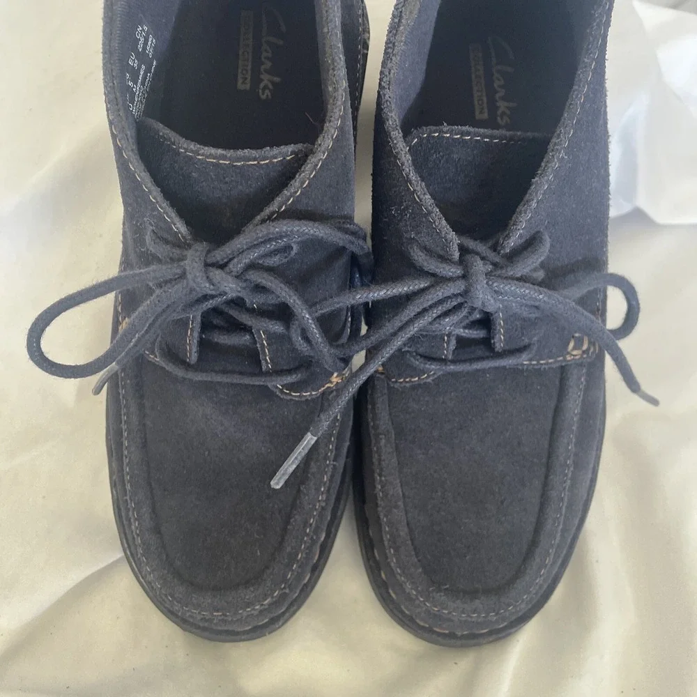 Clarks Womens 15260 Chukka Lace Up Navy Blue Suede Ankle Boots Size 5M 2015‎